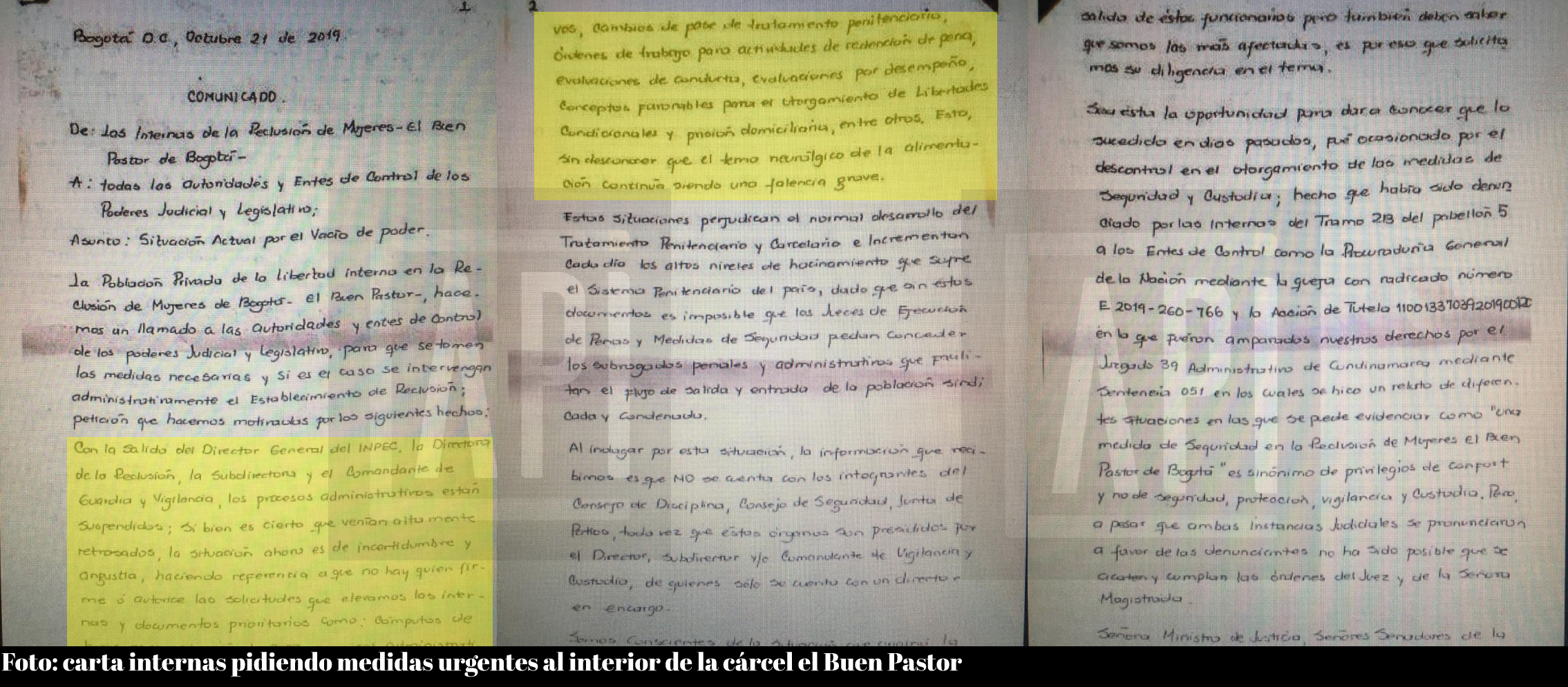 Carta internas Inpec