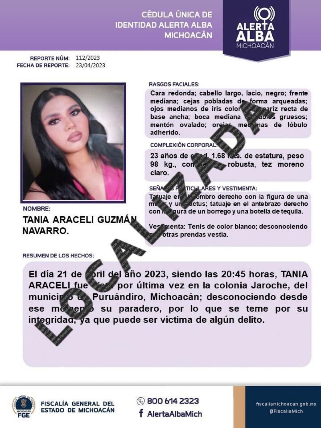 TANIA GUZMAN DESAPARECIDA