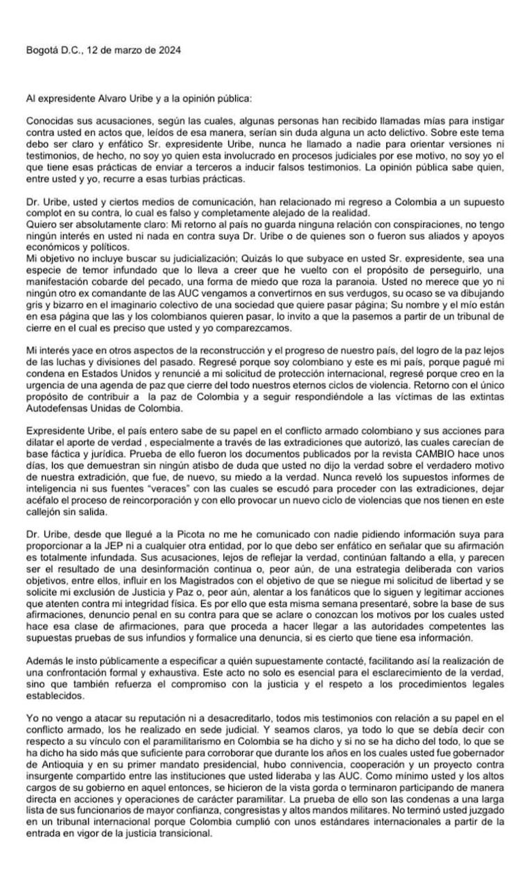 comunicado de mancuso