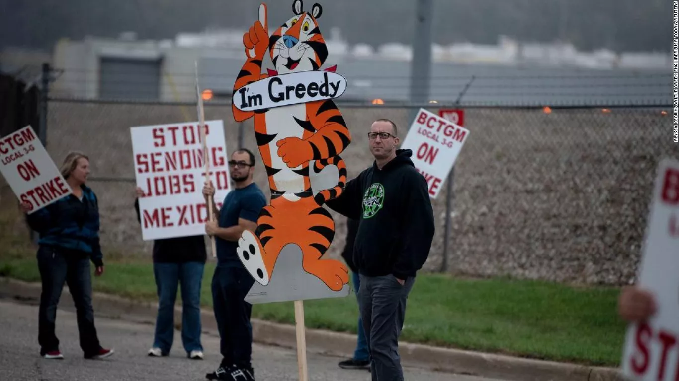 Huelga de trabajadores de Kellogg en Estados Unidos